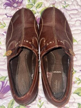Clarks Brown Leather Slip-On Loafers for Men